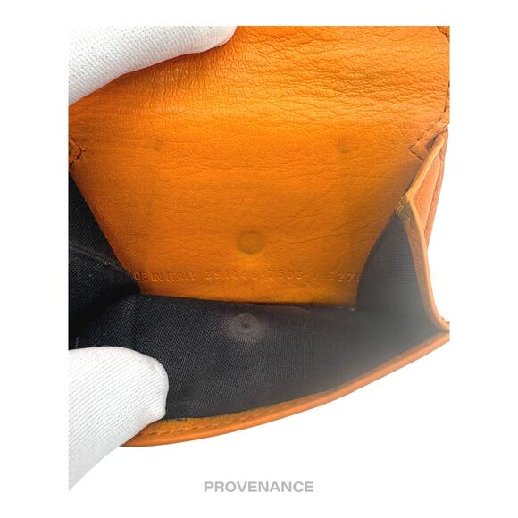 🔴 Balenciaga Logo Print Trifold Wallet - Orange Leather - Picture 8 of 8